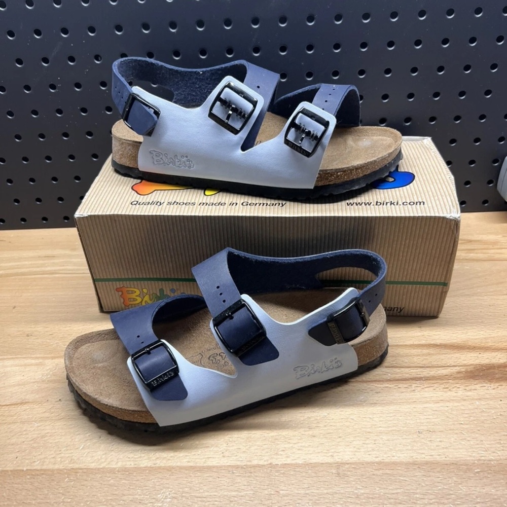 Birkenstock Birkis Le Mans Polar Blue Two Tone Sandals Womens 7 Eu 38